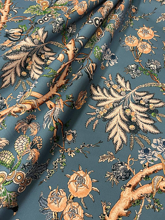 Отрез саржа (хлопок 100%) 1м, Антик, Голубой